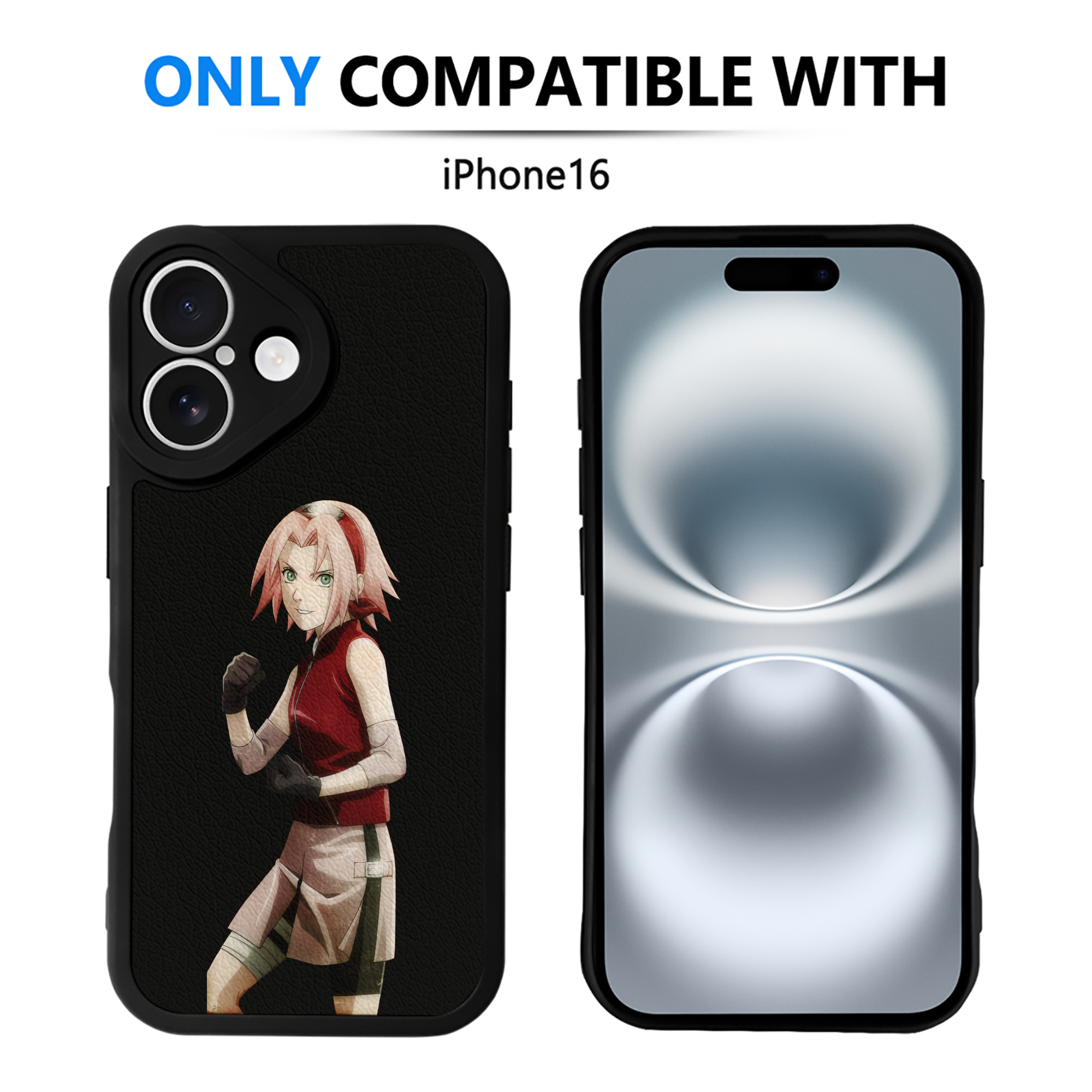 （画像用） NARUTO -ナルト- 春野サクラ Haruno Sakura 【iPhone 16シリーズ対応】シリコンスマホケース（レザー調） 材質：シリコン